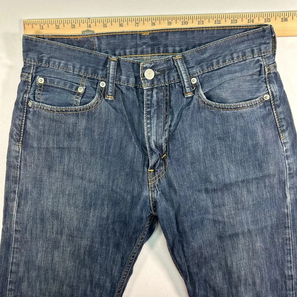 Mens Levis 513 Slim Straight Leg Dark Wash Denim Jeans 32x34 Blue 085130025